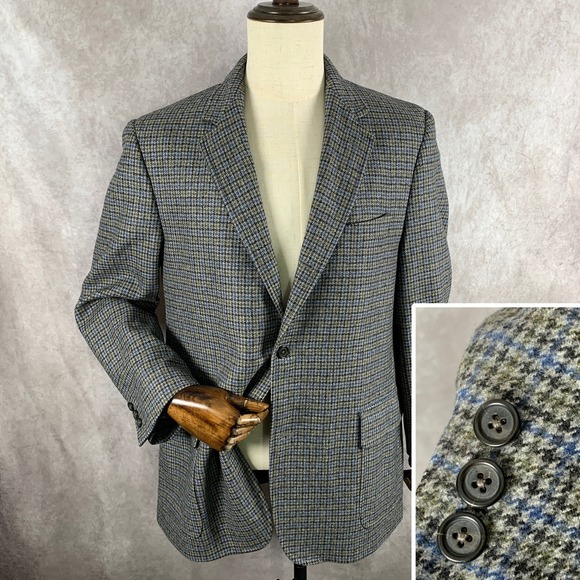 Brooks Brothers Other - Brooks Brothers Blazer Jacket Men 45R Houndstooth Gray Wool Sport Coat
